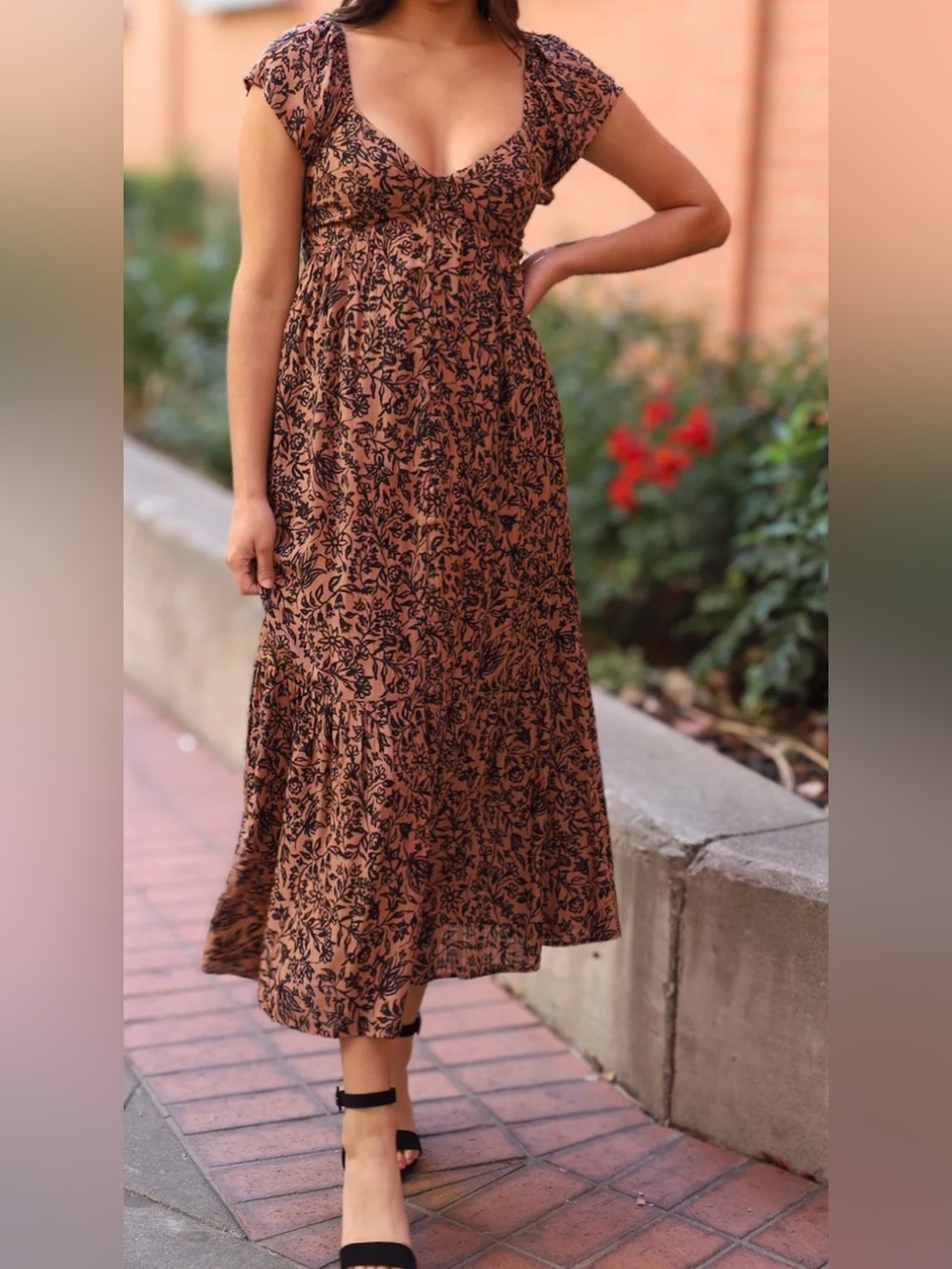saltwater LUXE Brown Floral Maxi Dress